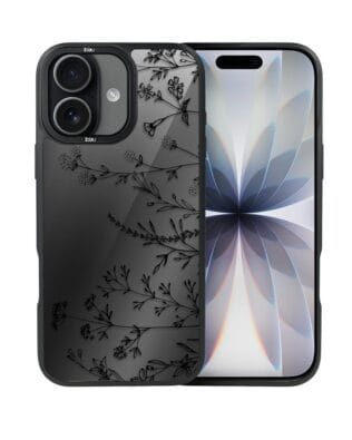 Etui do iPhone 17 IBIZU DropGuard Matt z MagSafe, Midnight, Dotyk kwiatów