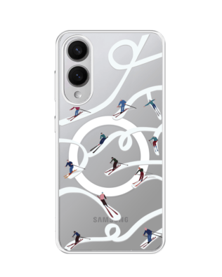 Etui do Samsung Galaxy S25 Edge z MagSafe przeźroczyste, silikonowe Flexi, Zimowa magia, Narciarskie wiraże