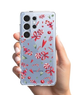 Etui do Samsung Galaxy S25 Ultra przeźroczyste, silikonowe Flexi, Cukierki świąteczne