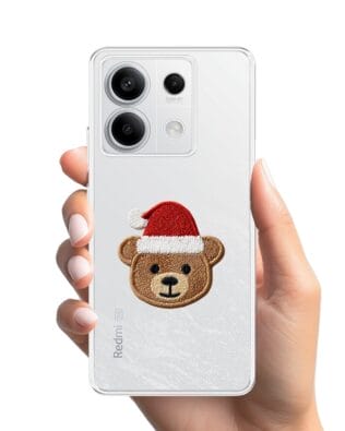 Etui do Xiaomi Redmi Note 13 Pro 5G przeźroczyste, silikonowe Flexi, Przytulne święta, Miś mikołajek
