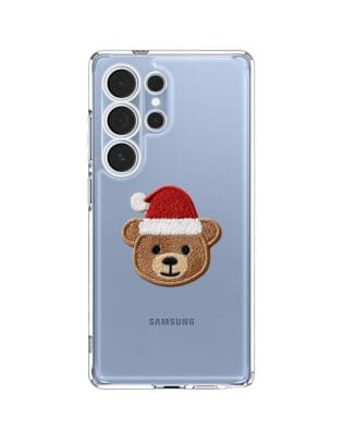 Etui do Samsung Galaxy S25 Ultra przeźroczyste, silikonowe Flexi, Przytulne święta, Miś mikołajek