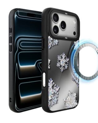 Etui do iPhone 17 Pro Max IBIZU DropGuard Matt z MagSafe, Zimowa magia, Królewskie płatki śniegu