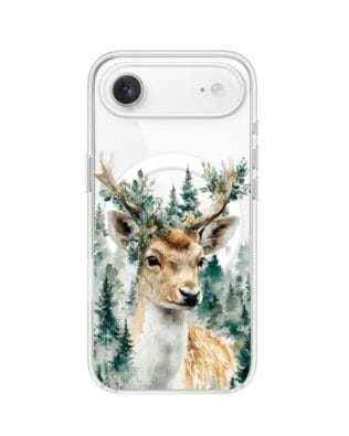 Etui do iPhone Air z MagSafe przeźroczyste, silikonowe Flexi, Przytulne święta, Leśny jelonek