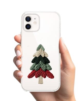 Etui do iPhone 12 Mini przeźroczyste, silikonowe Flexi, Przytulne święta, Dziana choinka