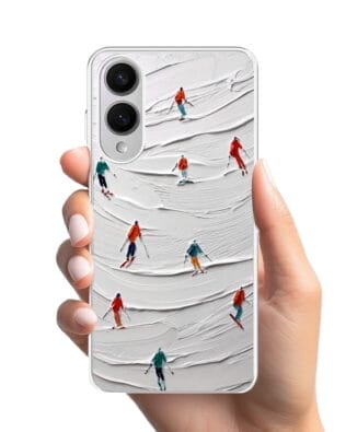 Etui do Samsung Galaxy S25 Edge z MagSafe przeźroczyste, silikonowe Flexi, Zimowa magia, Narciarski obraz