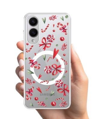 Etui do Samsung Galaxy S25 Edge z MagSafe przeźroczyste, silikonowe Flexi, Cukierki świąteczne