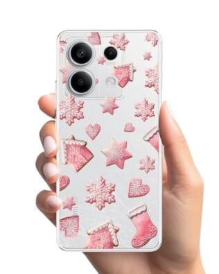 Etui do Xiaomi Redmi Note 13 Pro 5G przeźroczyste, silikonowe Flexi, Przytulne święta, Różowe pierniczki