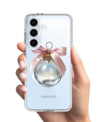 Etui do Samsung Galaxy S24 FE z MagSafe przeźroczyste, silikonowe Flexi, Przytulne święta, Kryształowa bombka