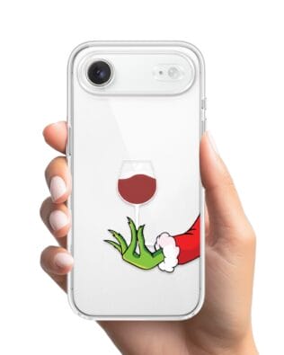 Etui do iPhone Air przeźroczyste, silikonowe Flexi, Zielony psotnik z lampką wina