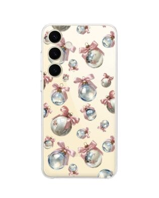 Etui do Samsung Galaxy S24 Plus przeźroczyste, silikonowe Flexi, Przytulne święta, Pastelowe bombki