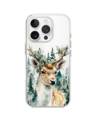 Etui do iPhone 14 Pro przeźroczyste, silikonowe Flexi, Przytulne święta, Leśny jelonek