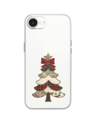 Etui do iPhone 16e przeźroczyste, silikonowe Flexi, Przytulne święta, Kraciasta choinka
