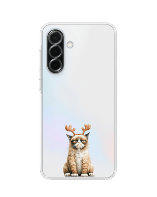 Etui do Samsung Galaxy A36 5G przeźroczyste, silikonowe Flexi, Przytulne święta, Kot który nie chciał być reniferem