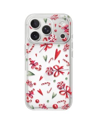 Etui do iPhone 17 Pro przeźroczyste, silikonowe Flexi, Cukierki świąteczne