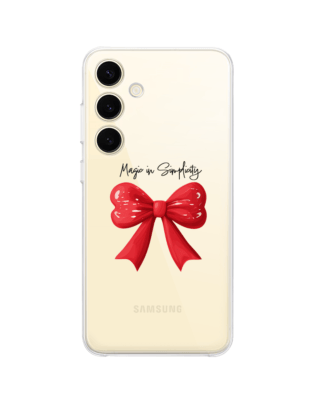 Etui do Samsung Galaxy S24 przeźroczyste, silikonowe Flexi, Przytulne święta, Czerwona kokarda