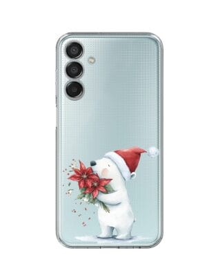 Etui do Samsung Galaxy M15 5G przeźroczyste, silikonowe Flexi, Przytulne święta, Miś świąteczny