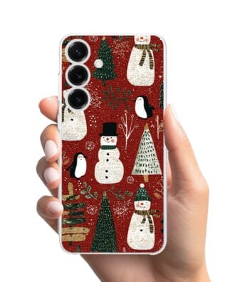 Etui do Samsung Galaxy S25 przeźroczyste, silikonowe Flexi, Przytulne święta, Rustykalna świąteczna kraina