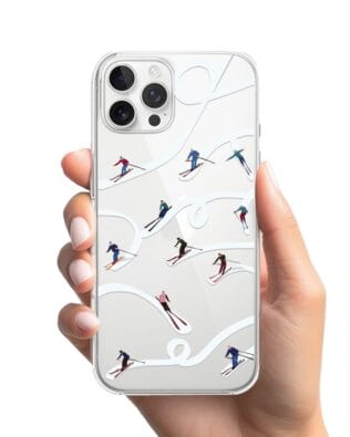 Etui do iPhone 12 Pro przeźroczyste, silikonowe Flexi, Zimowa magia, Narciarskie wiraże