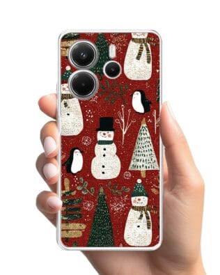 Etui do Xiaomi Redmi Note 14 5G przeźroczyste, silikonowe Flexi, Przytulne święta, Rustykalna świąteczna kraina