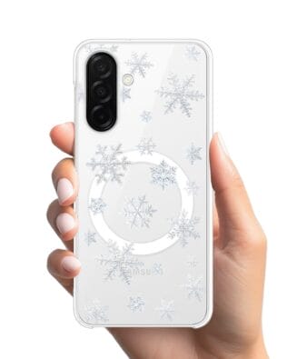 Etui do Samsung Galaxy A26 5G z MagSafe przeźroczyste, silikonowe Flexi, Zimowa magia, Delikatne płatki śniegu