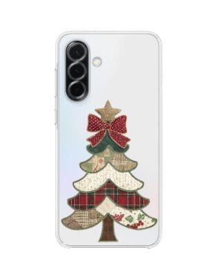 Etui do Samsung Galaxy A36 5G przeźroczyste, silikonowe Flexi, Przytulne święta, Kraciasta choinka