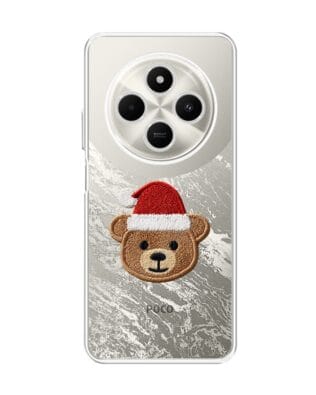 Etui do Xiaomi POCO C75 przeźroczyste, silikonowe Flexi, Przytulne święta, Miś mikołajek