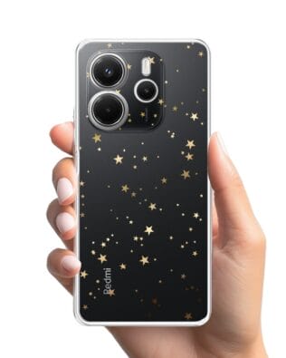 Etui do Xiaomi Redmi Note 14 4G przeźroczyste, silikonowe Flexi, Zimowa magia, Złote gwiazdki