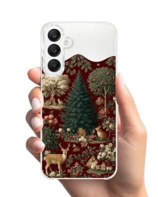 Etui do Samsung Galaxy A25 5G z MagSafe przeźroczyste, silikonowe Flexi, Zimowa magia, świąteczny las