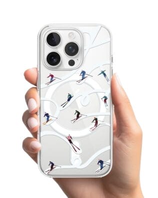 Etui do iPhone 13 Pro z MagSafe przeźroczyste, silikonowe Flexi, Zimowa magia, Narciarskie wiraże