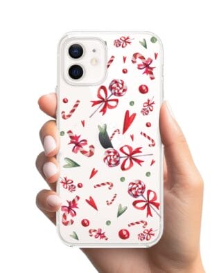 Etui do iPhone 12 przeźroczyste, silikonowe Flexi, Cukierki świąteczne