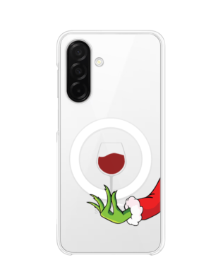 Etui do Samsung Galaxy A26 5G z MagSafe przeźroczyste, silikonowe Flexi, Zielony psotnik z lampką wina