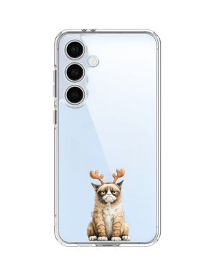 Etui do Samsung Galaxy S24 FE przeźroczyste, silikonowe Flexi, Przytulne święta, Kot który nie chciał być reniferem