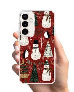 Etui do Samsung Galaxy S23 Plus z MagSafe przeźroczyste, silikonowe Flexi, Przytulne święta, Rustykalna świąteczna kraina