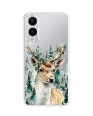 Etui do Samsung Galaxy S25 Edge przeźroczyste, silikonowe Flexi, Przytulne święta, Leśny jelonek