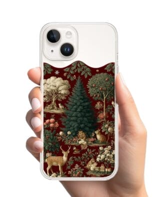 Etui do iPhone 13 Mini z MagSafe przeźroczyste, silikonowe Flexi, Zimowa magia, świąteczny las