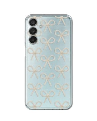 Etui do Samsung Galaxy M15 5G przeźroczyste, silikonowe Flexi, Przytulne święta, złote kokardki