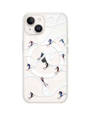 Etui do iPhone 13 Mini z MagSafe przeźroczyste, silikonowe Flexi, Zimowa magia, Narciarskie wiraże