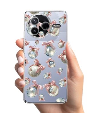 Etui do Xiaomi POCO F7 Pro przeźroczyste, silikonowe Flexi, Przytulne święta, Pastelowe bombki