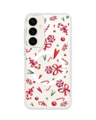 Etui do Samsung Galaxy S23 Plus z MagSafe przeźroczyste, silikonowe Flexi, Cukierki świąteczne