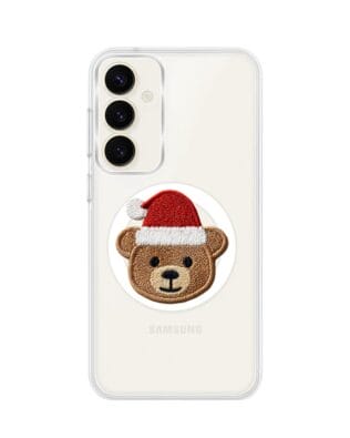 Etui do Samsung Galaxy S23 Plus z MagSafe przeźroczyste, silikonowe Flexi, Przytulne święta, Miś mikołajek