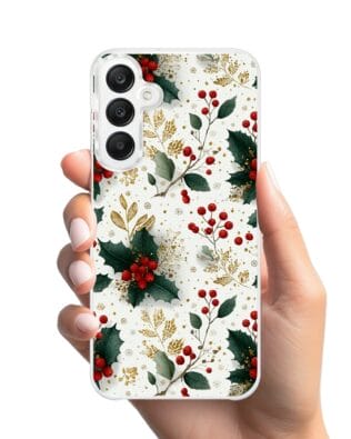 Etui do Samsung Galaxy A25 5G z MagSafe przeźroczyste, silikonowe Flexi, Przytulne święta, Ozdoby świąteczne