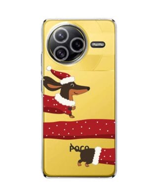 Etui do Xiaomi POCO F7 Ultra przeźroczyste, silikonowe Flexi, Przytulne święta, świąteczny jamnik