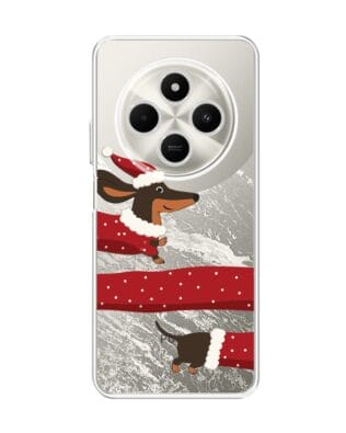 Etui do Xiaomi POCO C75 przeźroczyste, silikonowe Flexi, Przytulne święta, świąteczny jamnik