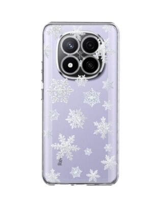 Etui do Xiaomi Redmi Note 14 Pro 4G przeźroczyste, silikonowe Flexi, Zimowa magia, Delikatne płatki śniegu