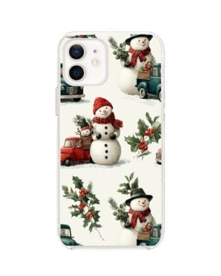 Etui do iPhone 12 przeźroczyste, silikonowe Flexi, Przytulne święta, Zimowe miasteczko