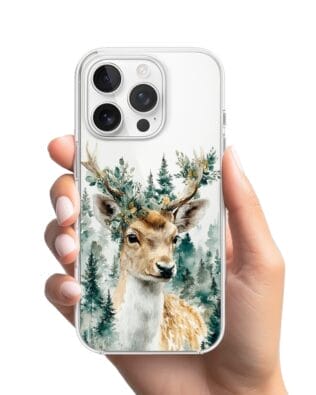 Etui do iPhone 15 Pro Max przeźroczyste, silikonowe Flexi, Przytulne święta, Leśny jelonek