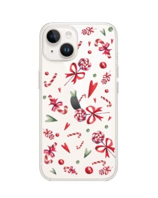 Etui do iPhone 13 Mini przeźroczyste, silikonowe Flexi, Cukierki świąteczne