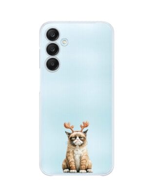 Etui do Samsung Galaxy M35 5G przeźroczyste, silikonowe Flexi, Przytulne święta, Kot który nie chciał być reniferem