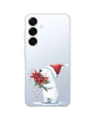 Etui do Samsung Galaxy S25 Plus przeźroczyste, silikonowe Flexi, Przytulne święta, Miś świąteczny