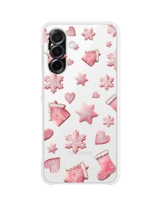 Etui do Samsung Galaxy A26 5G przeźroczyste, silikonowe Flexi, Przytulne święta, Różowe pierniczki